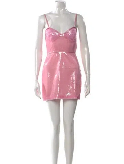 Pre-owned David Koma Square Neckline Mini Dress In Pink