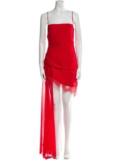 Pre-owned David Koma Square Neckline Mini Dress In Red