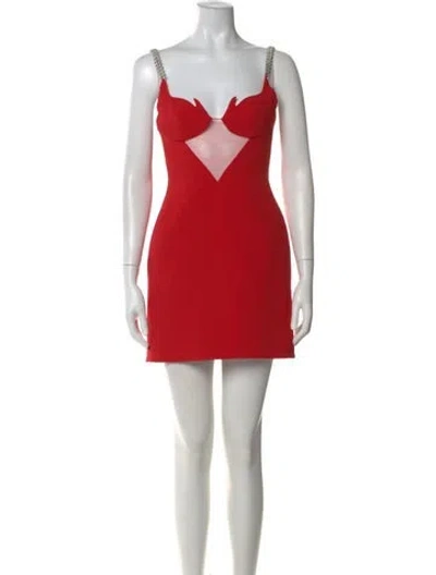 Pre-owned David Koma Square Neckline Mini Dress In Red