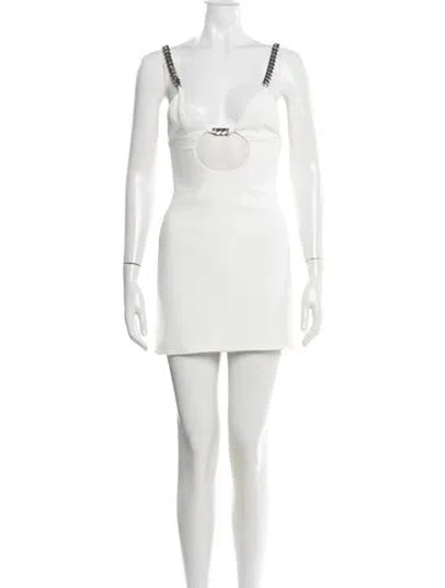 Pre-owned David Koma Square Neckline Mini Dress In White