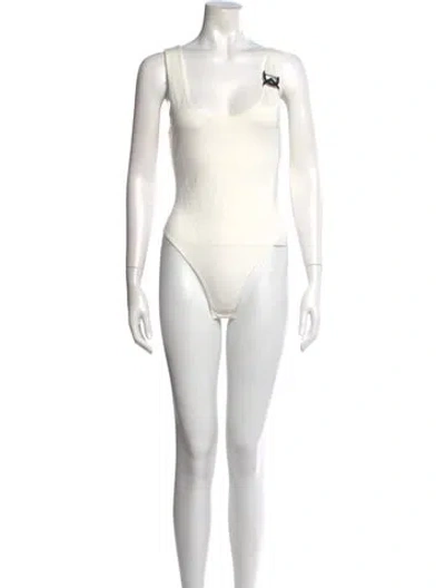 Pre-owned David Koma Square Neckline Sleeveless Bodysuit In White