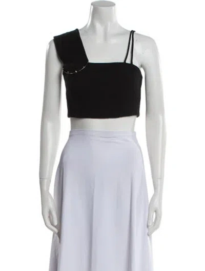 Pre-owned David Koma Square Neckline Sleeveless Crop Top In Black