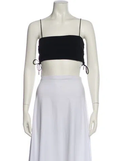 Pre-owned David Koma Square Neckline Sleeveless Crop Top In Black
