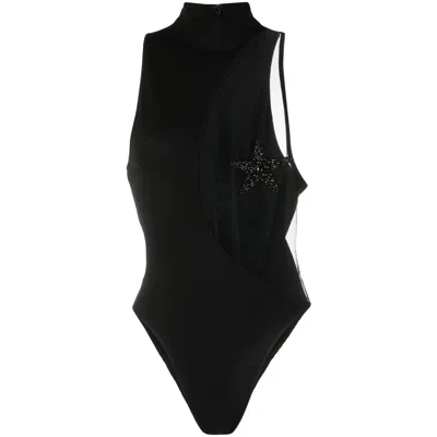 David Koma Star-embellished Bodysuit In Black