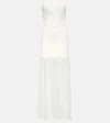 David Koma Strapless Gathered Cady Gown In White