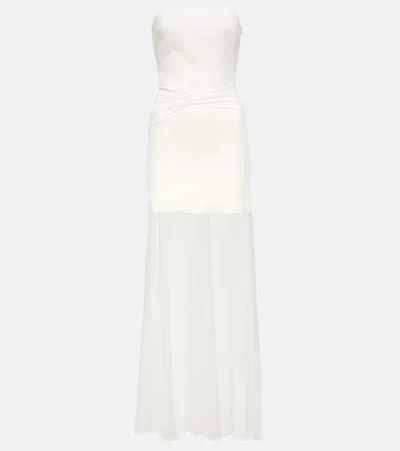 David Koma Strapless Gathered Cady Gown In White