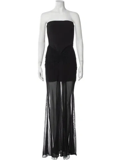 Pre-owned David Koma Strapless Long Dress In Black