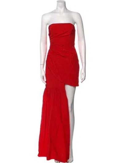 Pre-owned David Koma Strapless Long Dress In Red