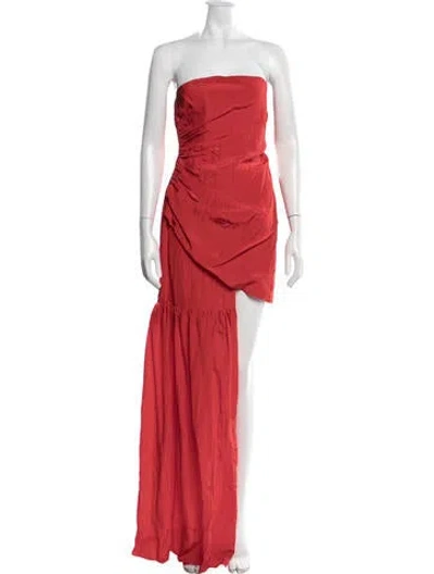 Pre-owned David Koma Strapless Long Dress In Red