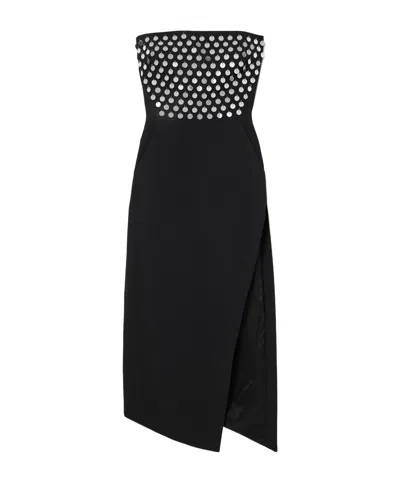 David Koma Strapless Midi Dress With Embellishments In Black