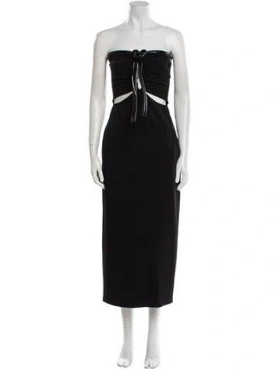 Pre-owned David Koma Strapless Midi Length Dress In Black