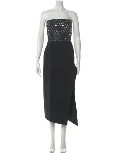 Pre-owned David Koma Strapless Midi Length Dress In Black