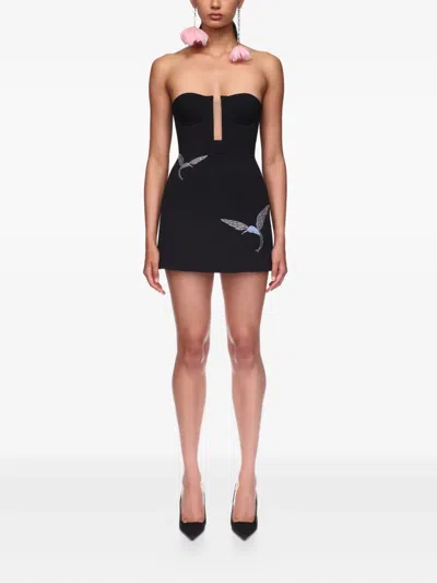 David Koma Strapless Mini Dress In Black
