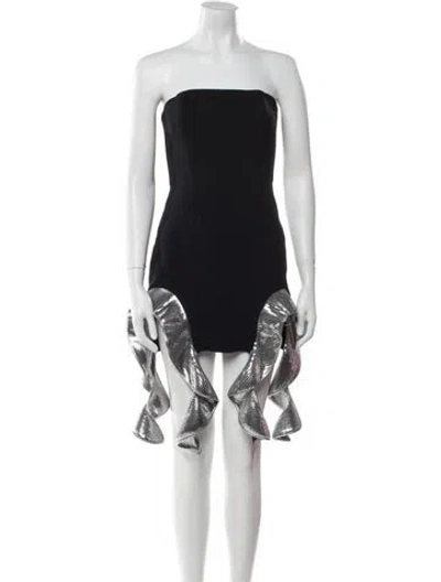 Pre-owned David Koma Strapless Mini Dress In Black