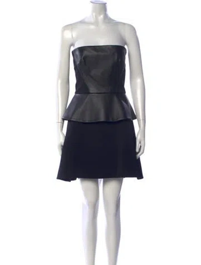 Pre-owned David Koma Strapless Mini Dress In Black
