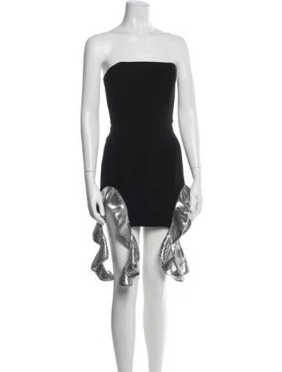 Pre-owned David Koma Strapless Mini Dress In Black