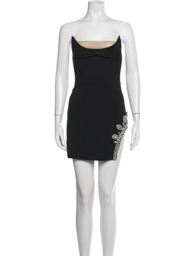 Pre-owned David Koma Strapless Mini Dress In Black