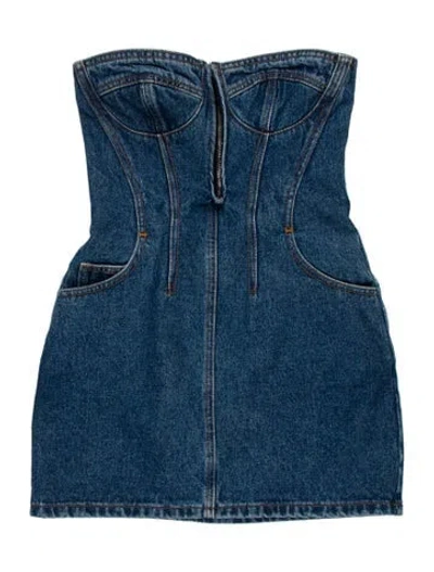 Pre-owned David Koma Strapless Mini Dress In Blue