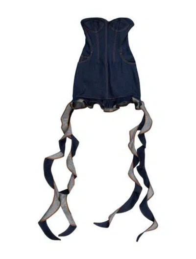 Pre-owned David Koma Strapless Mini Dress W/ Tags In Blue