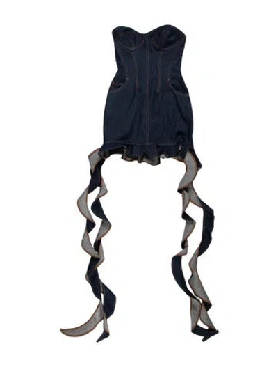 Pre-owned David Koma Strapless Mini Dress W/ Tags In Blue