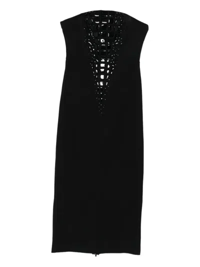 David Koma Strapless Panelled Dress In Black