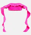 David Koma Strapless Wool-blend Ruffle Top In Neon Pink