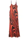 David Koma Striped Maxi Dress In Red