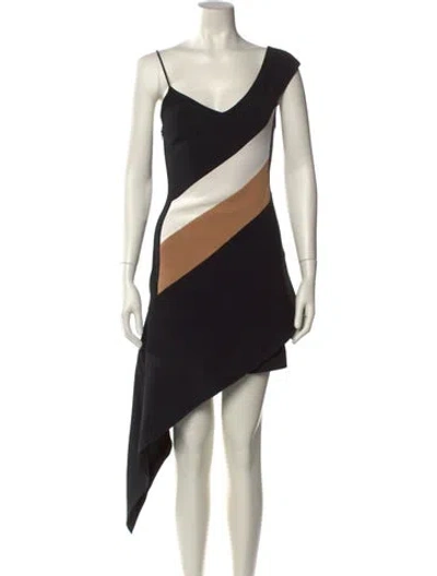 Pre-owned David Koma Striped Midi Length Dress In Black