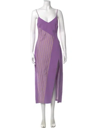 Pre-owned David Koma Striped Midi Length Dress In Purple