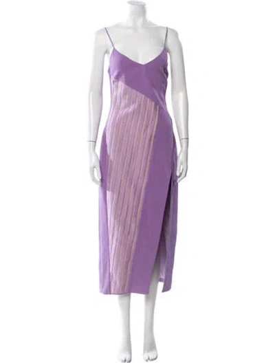 Pre-owned David Koma Striped Midi Length Dress In Purple