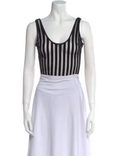 Pre-owned David Koma Striped Scoop Neck Crop Top In Black