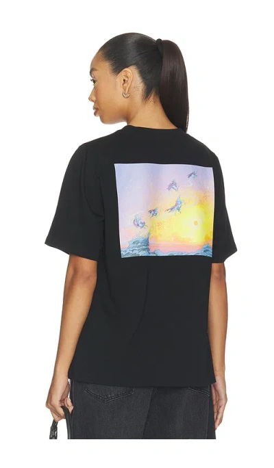 David Koma Supergirl Print Short Sleeve 티셔츠 In Black