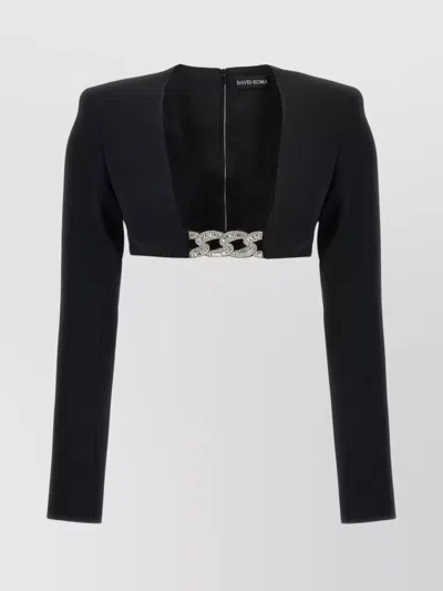 DAVID KOMA TOP '3D CRYSTAL CHAIN AND SQUARE NECK'
