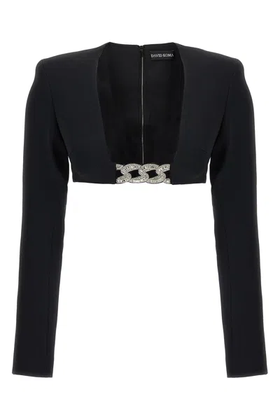 DAVID KOMA TOP '3D CRYSTSAL CHAIN AND SQUARE NECK'