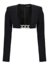 David Koma Top '3d Crystal Chain And Square Neck' In Negro