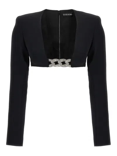 DAVID KOMA TOP 3D CRYSTSAL CHAIN AND SQUARE NECK
