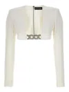 David Koma Crystal Chain 3d Square Neck Top In White