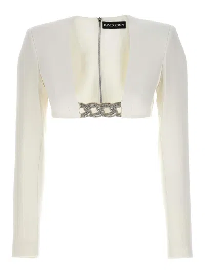 DAVID KOMA TOP 3D CRYSTSAL CHAIN AND SQUARE NECK