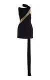 David Koma Tulle-paneled Neoprene Mini Dress In Black