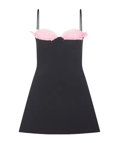 David Koma Tulle Ruffle And Feather Bra Mini Dress