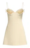 David Koma Tulle-trimmed Satin Balconette Mini Dress In White