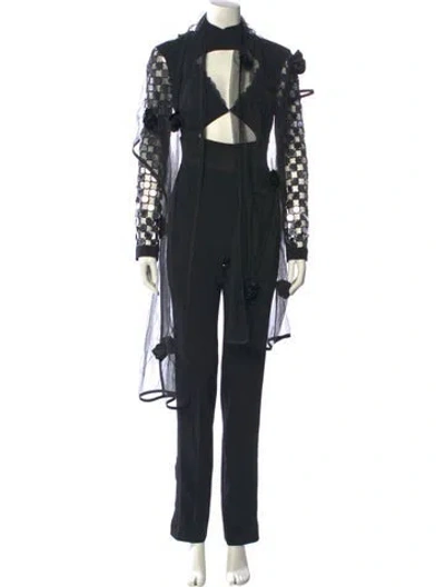 Pre-owned David Koma Turtleneck Jumpsuit In Black
