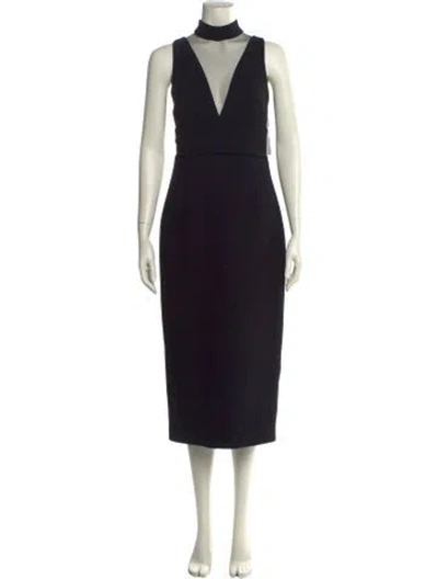 Pre-owned David Koma Turtleneck Long Dress In Black