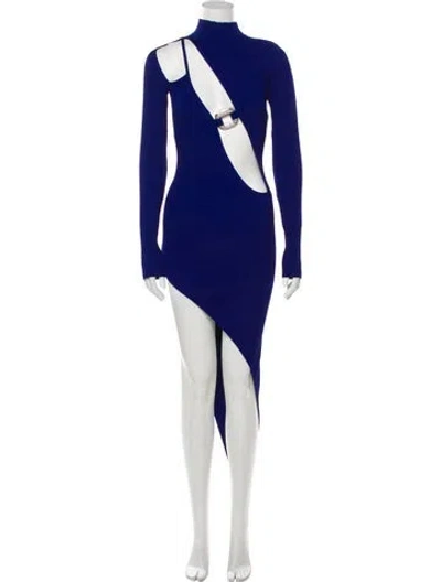 Pre-owned David Koma Turtleneck Long Dress In Blue