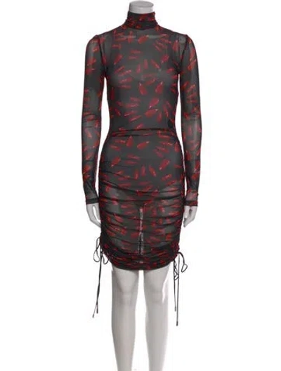 Pre-owned David Koma Turtleneck Long Dress W/ Tags In Red