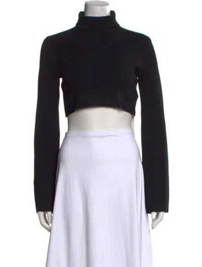 Pre-owned David Koma Turtleneck Long Sleeve Crop Top In Black