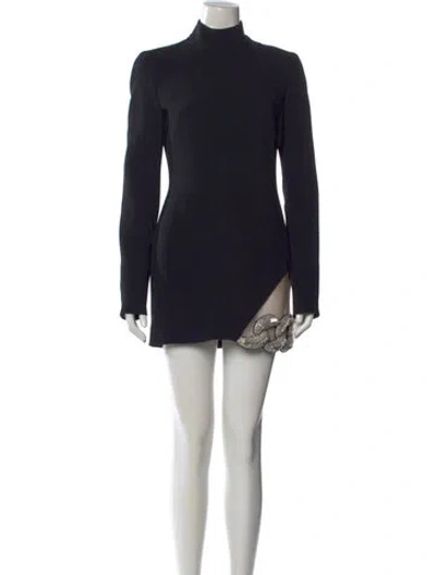 Pre-owned David Koma Turtleneck Mini Dress In Black