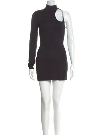 Pre-owned David Koma Turtleneck Mini Dress In Gray