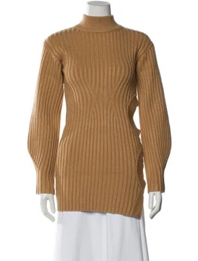 Pre-owned David Koma Turtleneck Mini Dress In Neutral