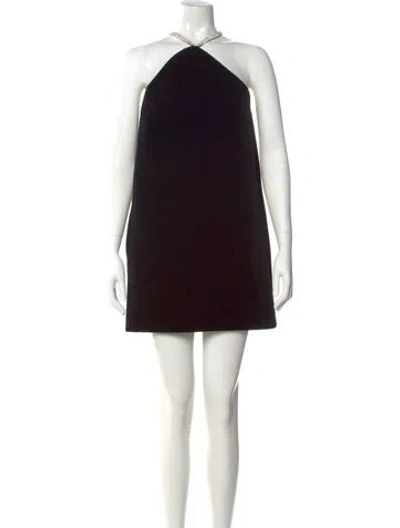 Pre-owned David Koma Velour Mini Dress In Black